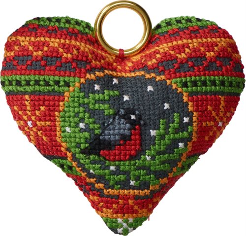 Mini kits broderi - dompap og julefarver
